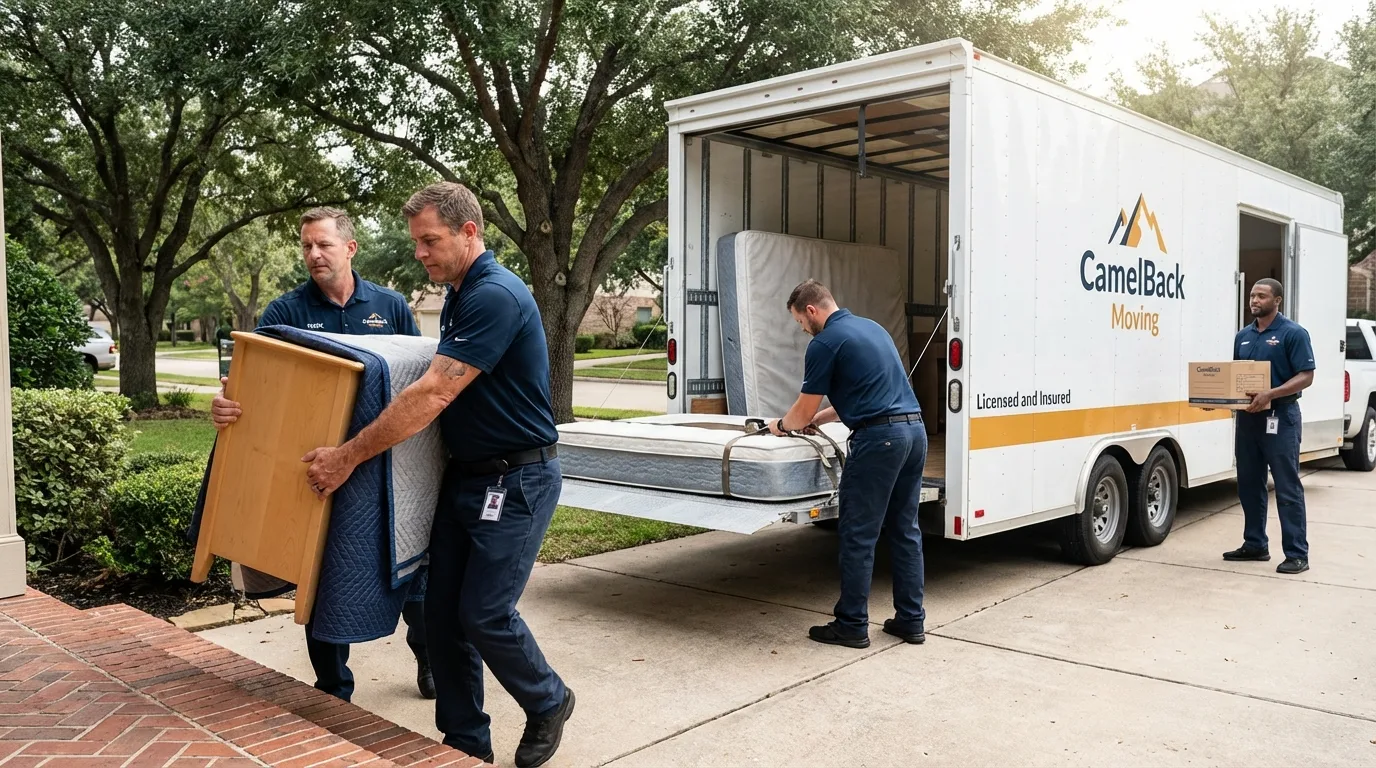 Crew loading residential truck for cross-state move from Indian Head, MD