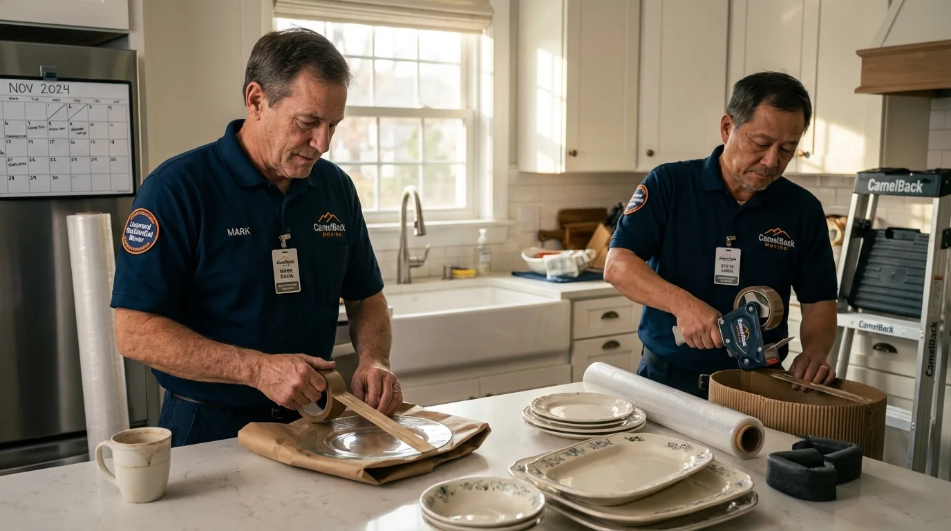 Professional crew packing kitchen dishware in Indian Head, MD